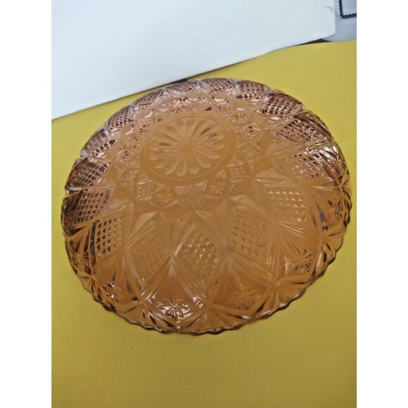 Vintage Large Iridescent Marigold Carnival Glass Bowl 12" diameter 1960's - Picture 7 of 11